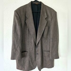Nino Cerruti Sport Coat Jacket Mens Brown Black 2Buttons Long Sleeve Has holes